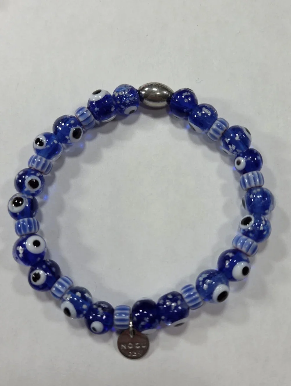 🆕️ NOGU Nazar .925 Sterling Silver Firefly Glass Evil Eye Bracelet